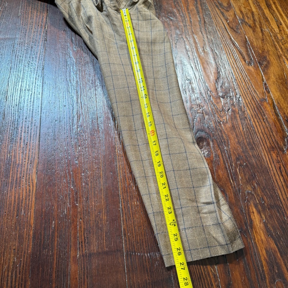 Vintage Burberry London Pants Mens 32x27 Beige Plaid Trousers MADE IN USA - Picture 7 of 12